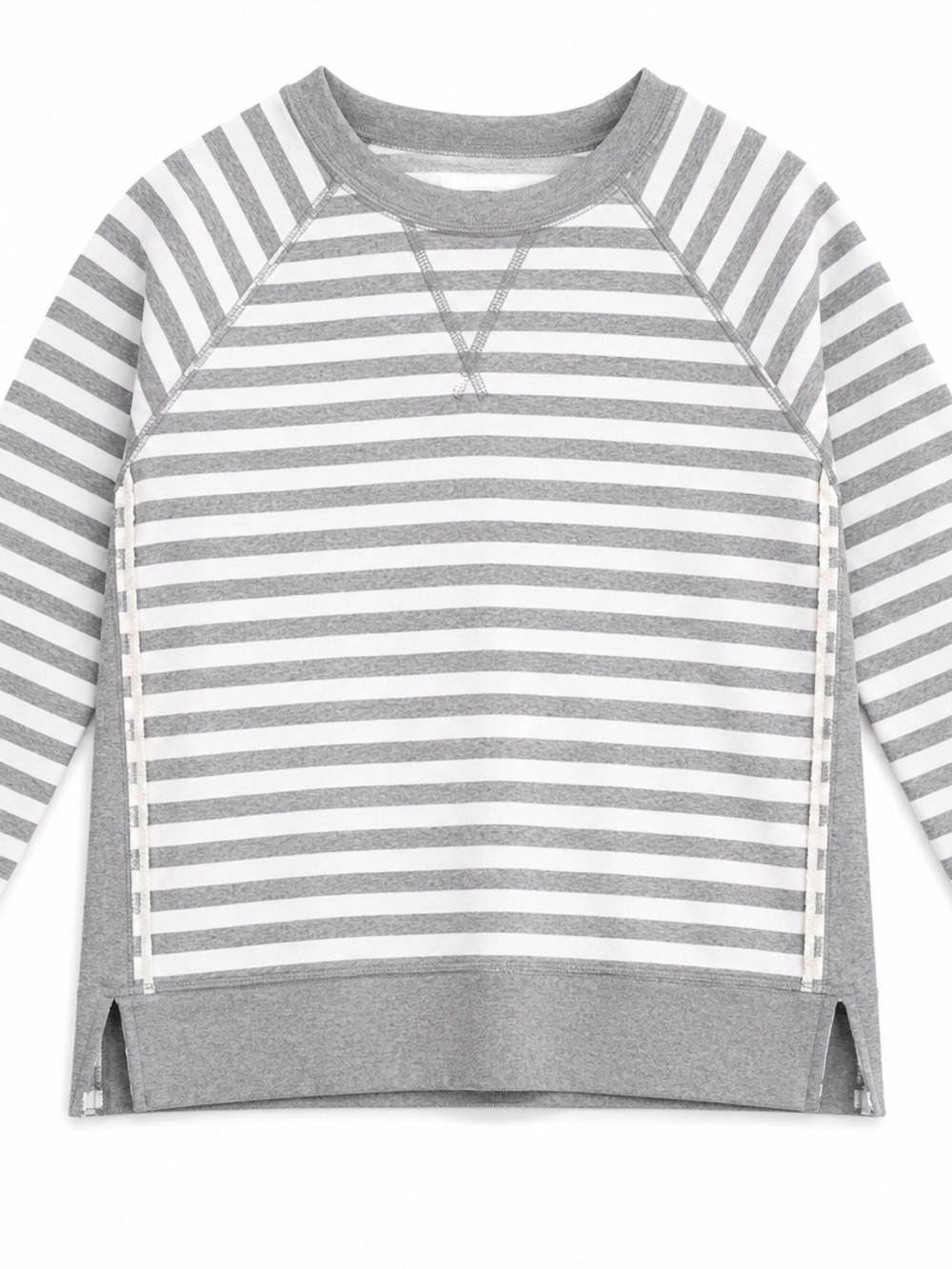 Lululemon Grey and White Striped Reversible Long-Sleeve Top